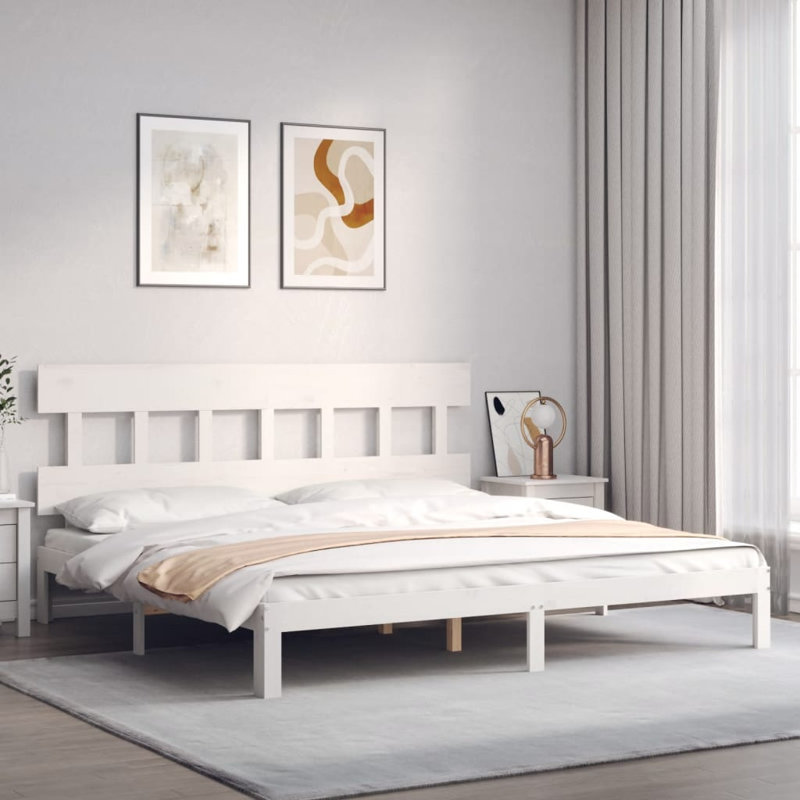 Highlands Solid Wood Bed, 200 x 200cm, White