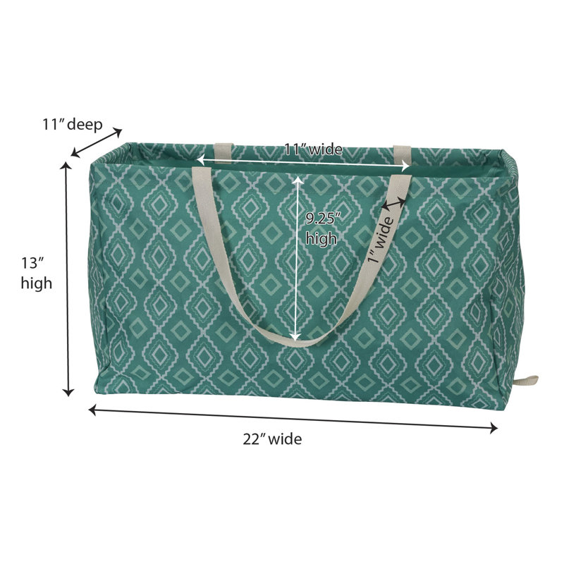 Marveline Tropical Floral Pattern Krush Container All-Purpose Utility Tote, Teal Geo