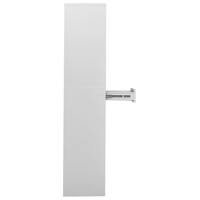 Filing Cabinet Storage Cabinet for Office Steel and Tempered Glass, Light Gray
