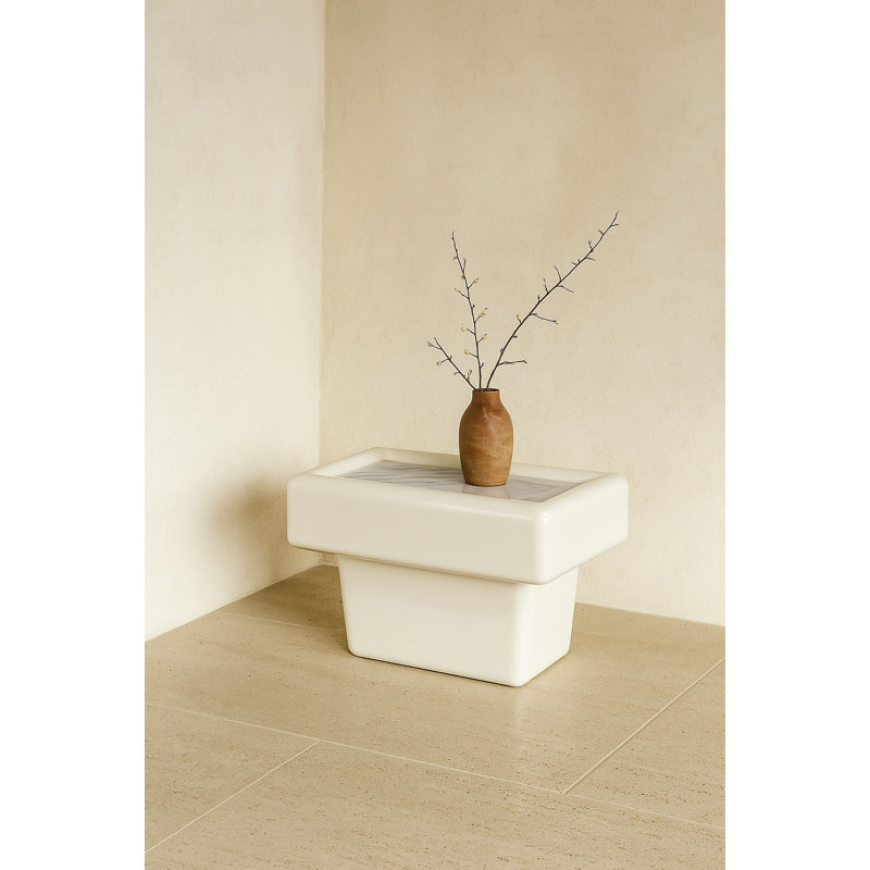 Table de bout Gattis Home, Blanc / blanc, Marbre