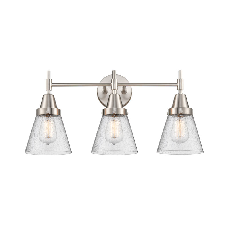 Éclairage pour meuble-lavabo à 3 lumières à intensité variable Gayle, Nickel satiné, Ampoule DEL rétro 4 watts, Grainé