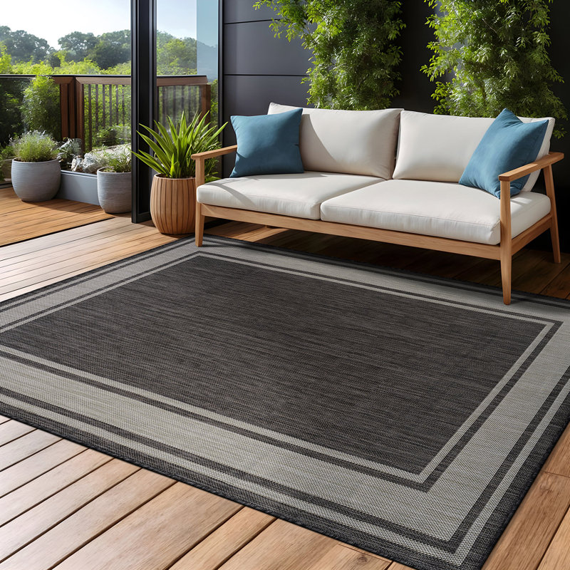 Tapis intérieur / extérieur gris Waikiki, Rectangle 10 pi x 14 pi