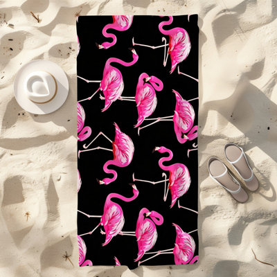  Microfiber Beach Towel Lightweight Travel Towel, Absorbent No Fade,30"x60",Repeat Flamingo Print