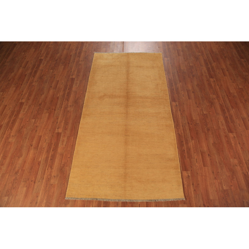 Tapis jaune Gabbeh jaune fait à la main 4 x 8