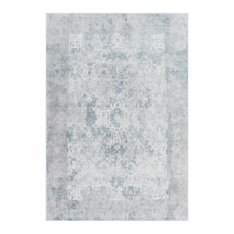 Tapis décoratif gris / bleu Brazell, Rectangulaire 2 pi x 3 pi