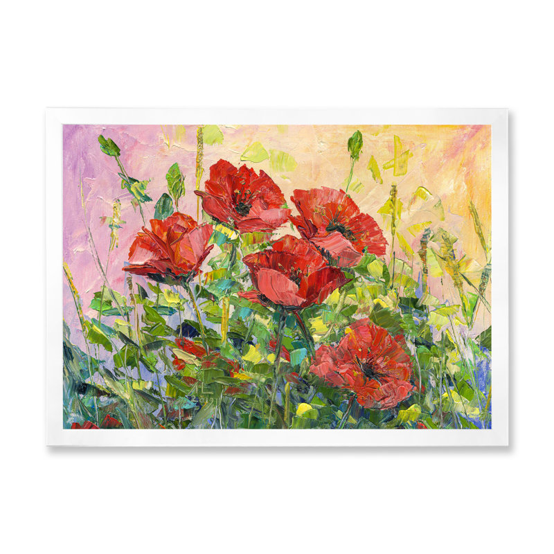 «Poppy Flower III», reproduction d'art sur toile, H 8 po x l 12 po x P 1 po, Cadre photo blanc