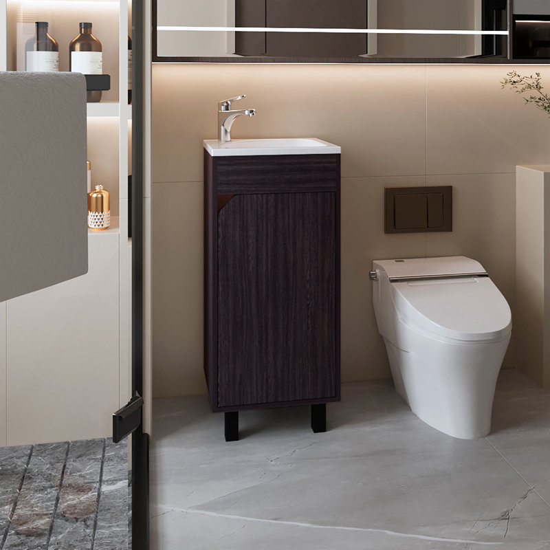 Meuble-lavabo en quartz avec lavabo intégré, wengé, Wengé