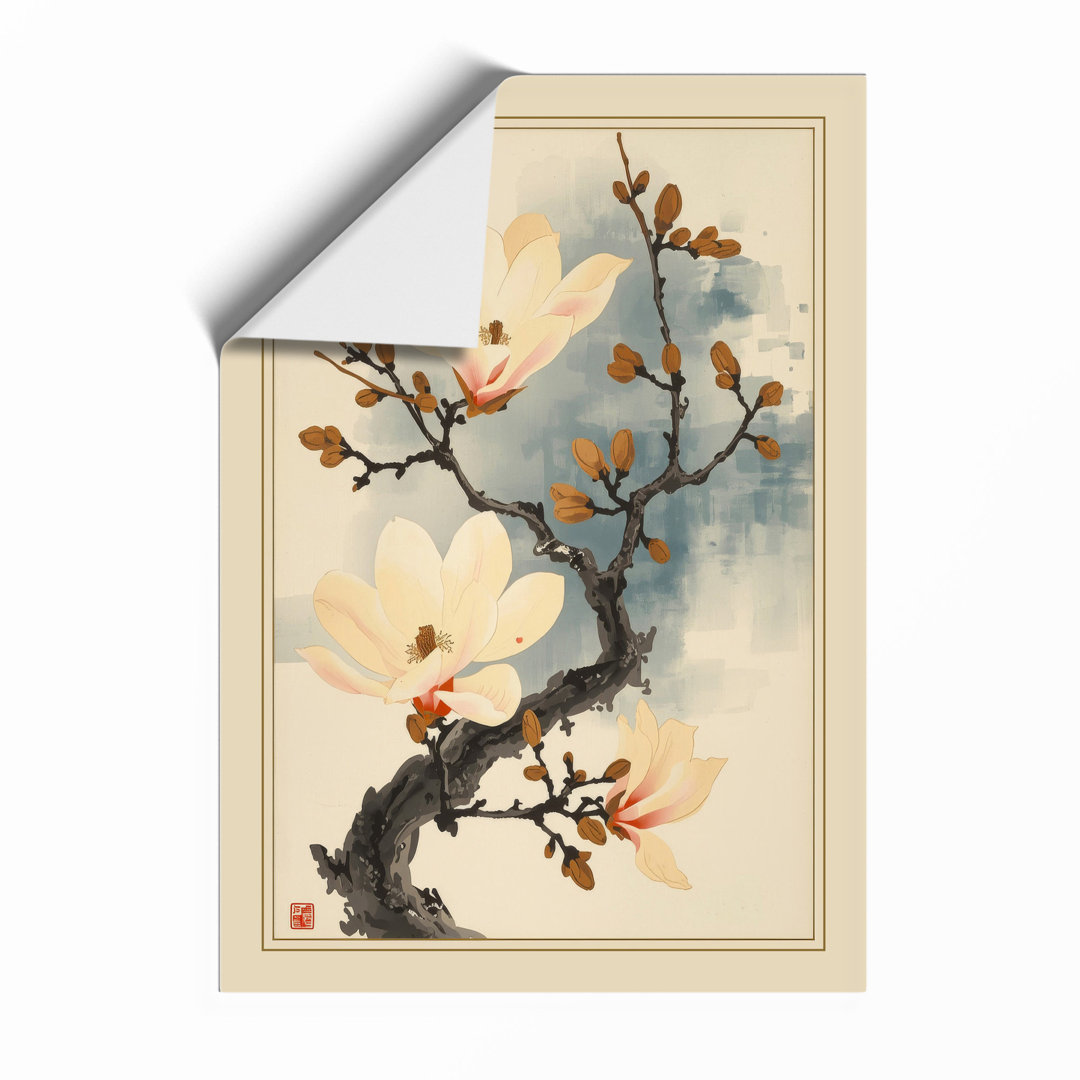 Moonlit Cherry Blossom Japandi - Framed Print
