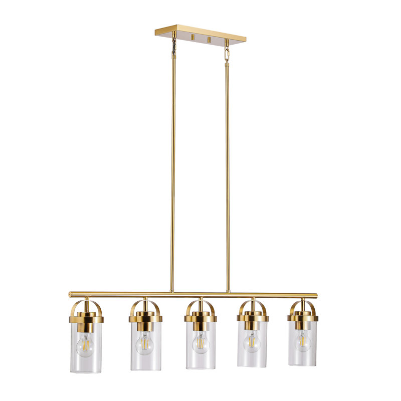 Lustre 5 lumières avec verre transparent