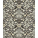 Spring Thicket Blue Tulip Damask Wallpaper