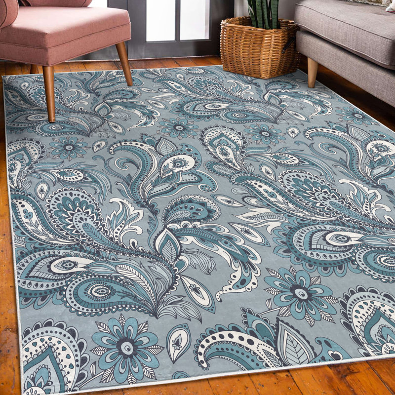 Tapis bleu ardoise, Rectangle 5 pi 2 po x 7 pi 6 po