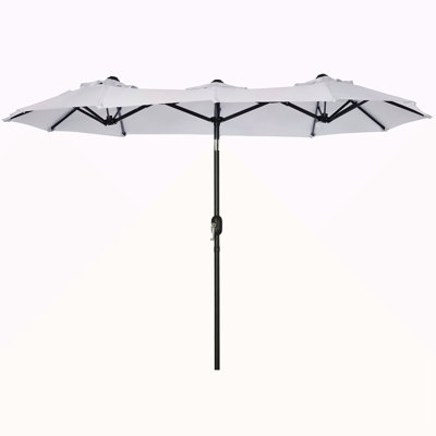 Double-Sided Patio Umbrella 9.5' Large Outdoor Market Umbrella With Push Button Tilt And Crank, 3 Air Vents And 12 Ribs, For Garden, Deck, Pool
