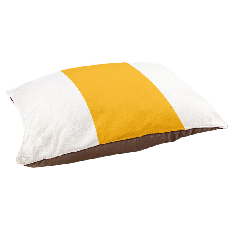 Coussin Washington, Moyen (l 40 po x P 30 po x H 6,5 po), Blanc / Doré