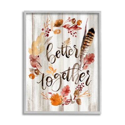 «Better Together Rustic Boho Calligraphy Feather Plants», art numérique sur estampe numérique par Jennifer Paxton Parker