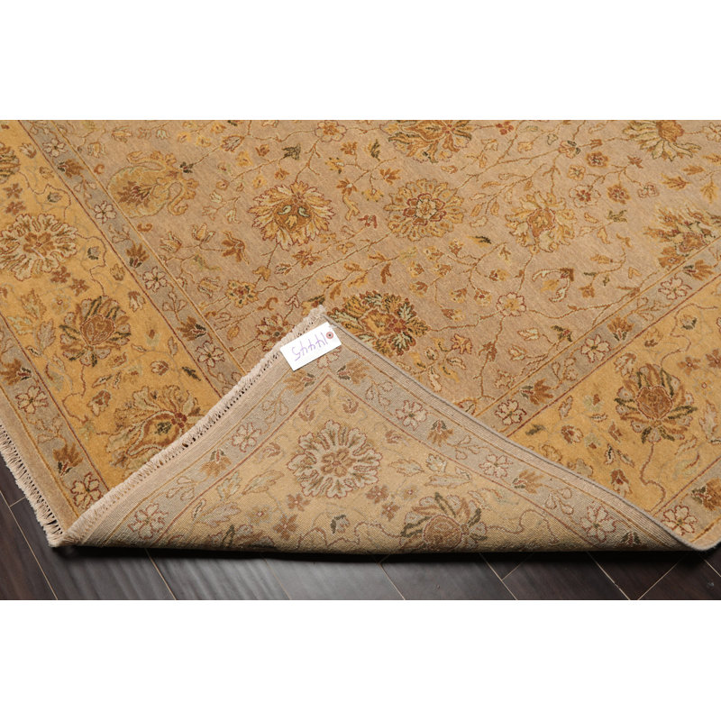 Tapis taupe en laine noué à la main de conception unique 8 pi 1 po x 10 pi 3 po Elyh