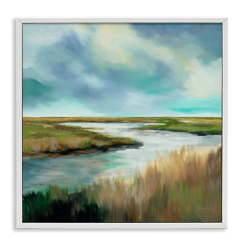 «Tranquil Meadow and Wetlands», estampe numérique, conception de Liz Jardine, 24 x 24, Coastal White Giclee Framed
