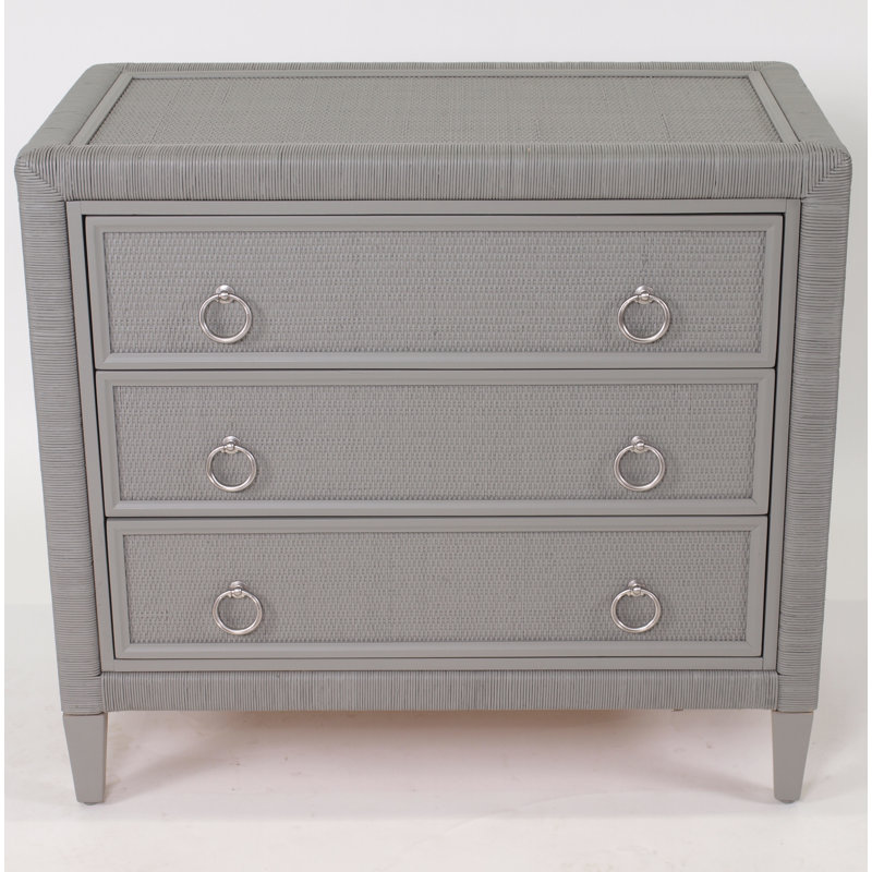Warwick 3-Drawer Wicker Chest, Satin Nickel, Mushroom