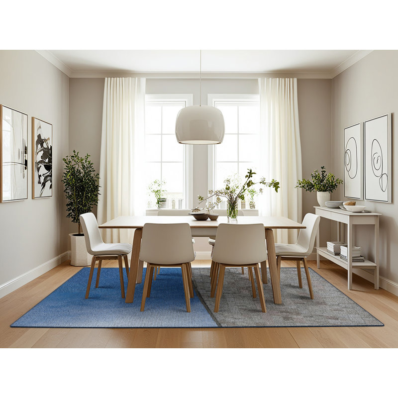 Gris Perdomo/Tapis décoratif bleu, Rectangle 7 pi x 10 pi