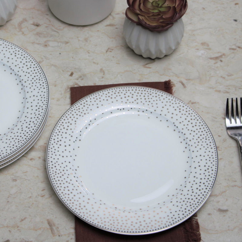 Ensemble de 4 assiettes à salade et à dessert en porcelaine, 8 po