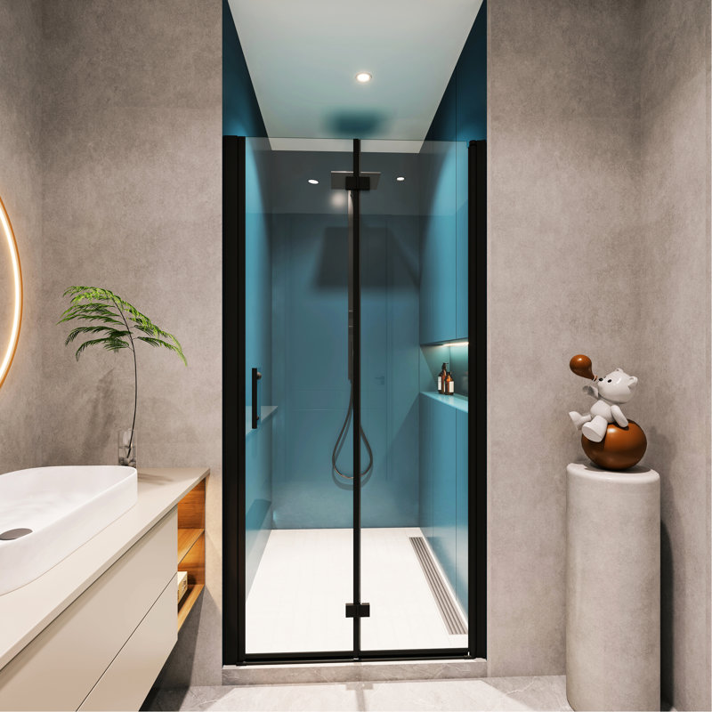 Matte Black Shower Door With Universal Pivot - 1 3/8" Adjustable, 1/4" Tempered Glass, 36000 Open And Close Verifications, Leak- Feature Glass Black, Observations, Unbeatable Excellent Leak Capacity