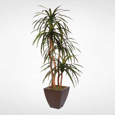 Faux Yucca Tree in Metal Pot