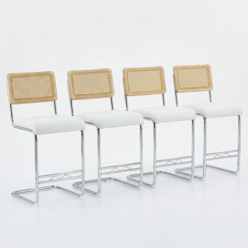 Tabouret de comptoir rembourré Vesta, Blanc, 4