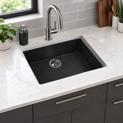 Plymouth 23.625'' L Single Bowl Granite Kitchen Sink