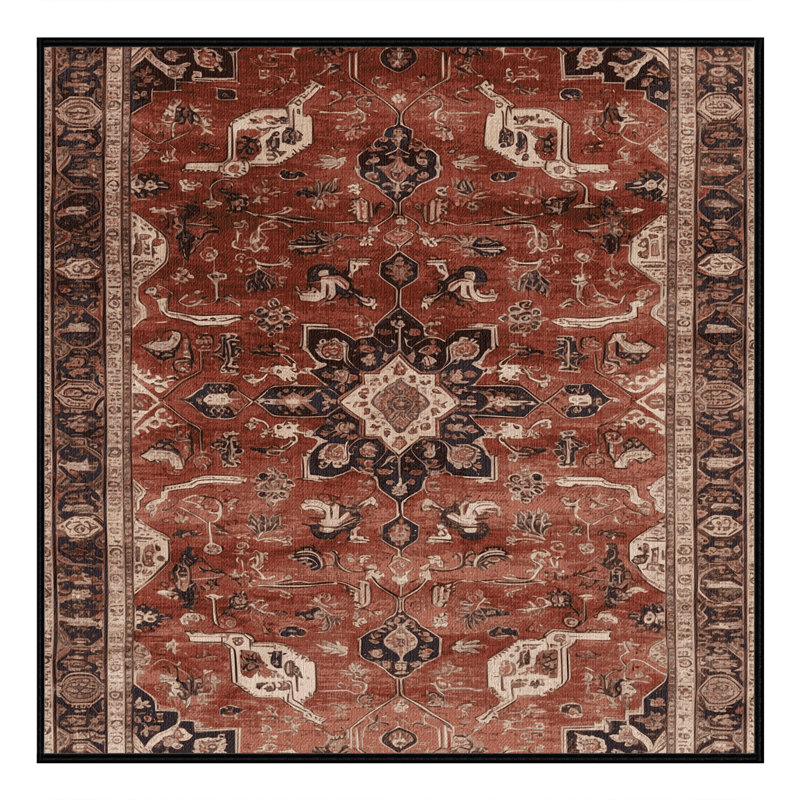 Tapis brun lavable à la machine, Carré 5 pi