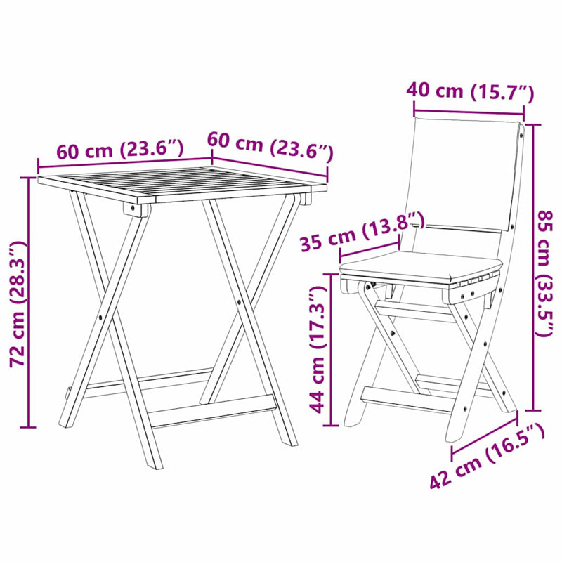 Vidaxl Bistro Set 3 Pcs Solid Acacia Wood, Grey