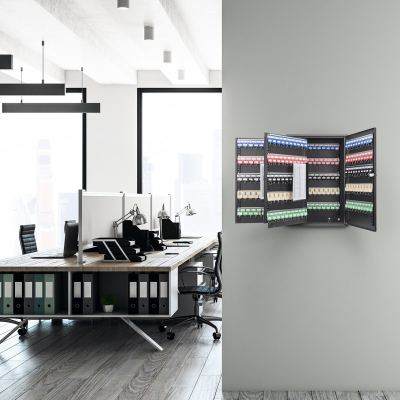 Armoire murale de rangement pour 300 clés - Acier noir, réglable, serrure à combinaison pour une sécurité optimale des clés.