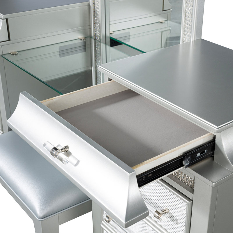 Ensemble coiffeuse et miroir 2 pièces Emika