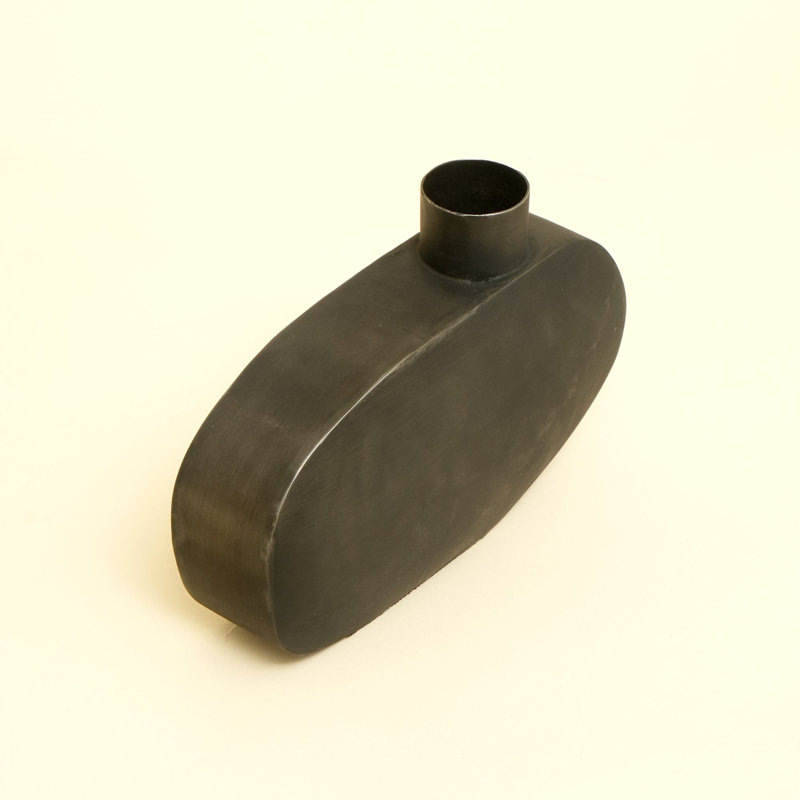 Steel Floor Vase, Black, overall height- 13"