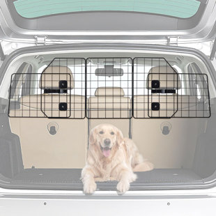 Dog Car Barrier for SUVs, Trucks, Vehicles, High-Quality Heavy-Duty Wire Mesh Adjustable & Foldable Pet Barrier for Cargo Area, Dog Divider for Car, Car Safety Accessories, Hardware Included
