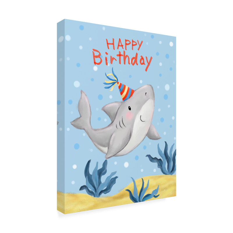 Bolog MAKIKO Shark Birthday Canvas Art, 24" H x 32" W