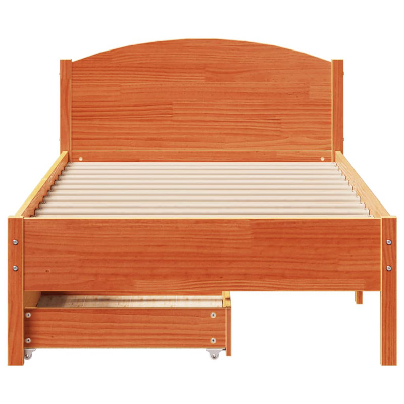 Hoch Solid Wood Storage Bed, Single (3'), Wax Brown