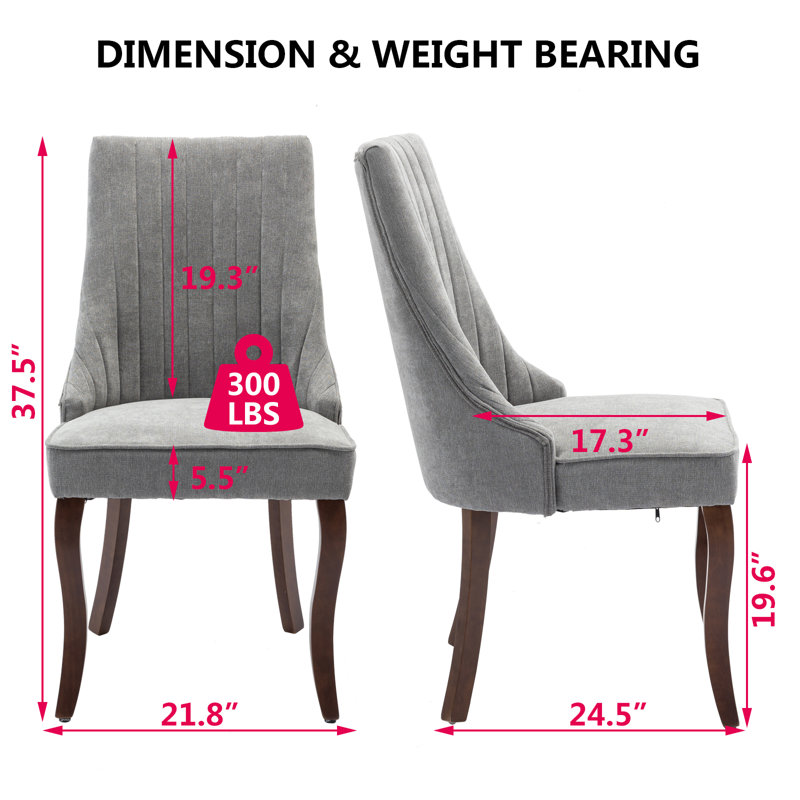 Esmer Velvet Upholstered Back dining Chair(set of 2), Gray