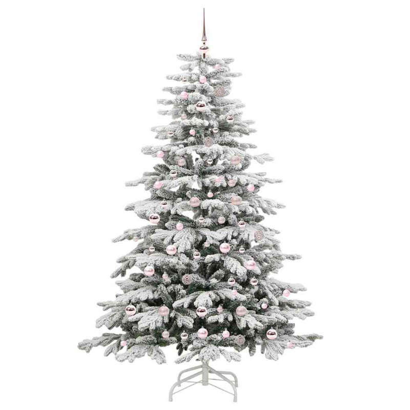 Artificial Hinged Christmas Tree White PE and PVC, 6.89 ft