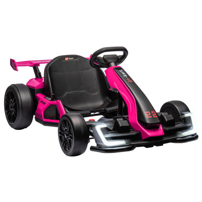 24V Kids Electric Go Kart Drift Kart with Adjustable Seat LED Lights Bluetooth Music Horn Ages 6-12