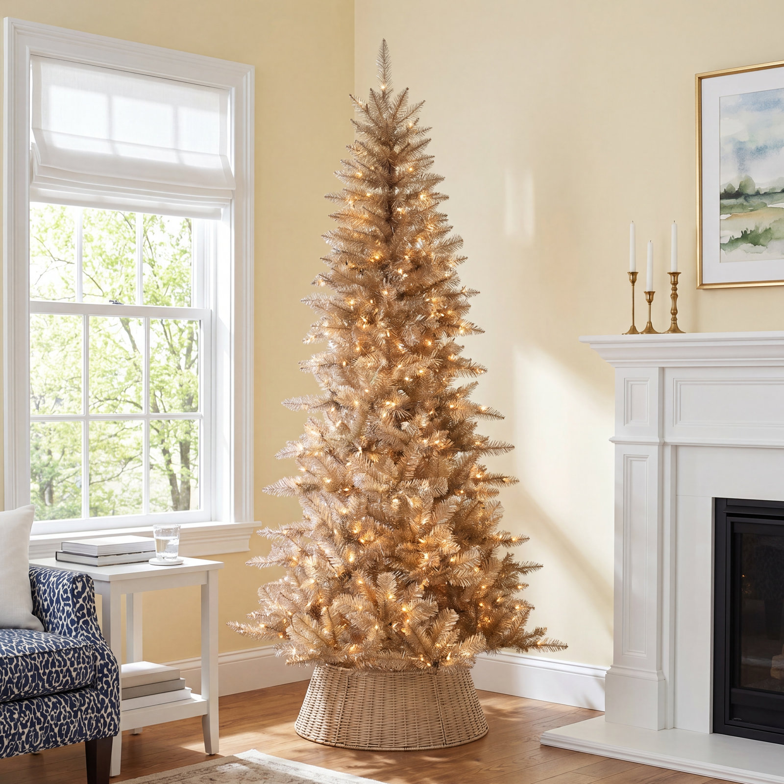 Levion Gold Pre-Lit Pine Tree, 7'5"