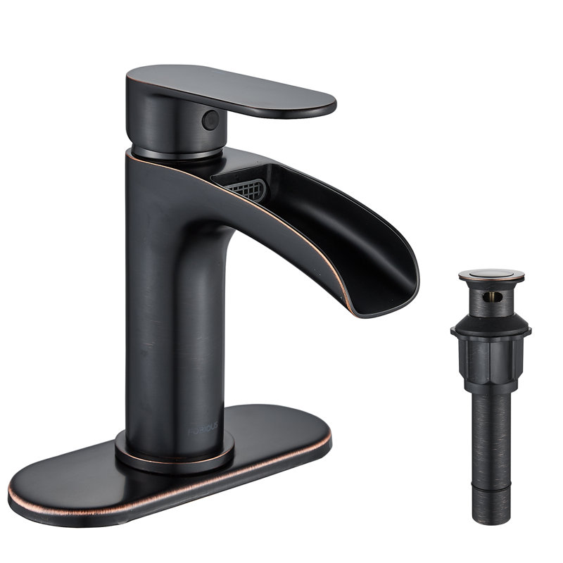 Single Hole Bathroom Faucet with Drain Assembly, Oil-rubbed Bronze/Drain