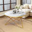 Table de bout ronde 31,49 po avec plateau en faux marbre moderne pour le salon ou le bureau-92473999