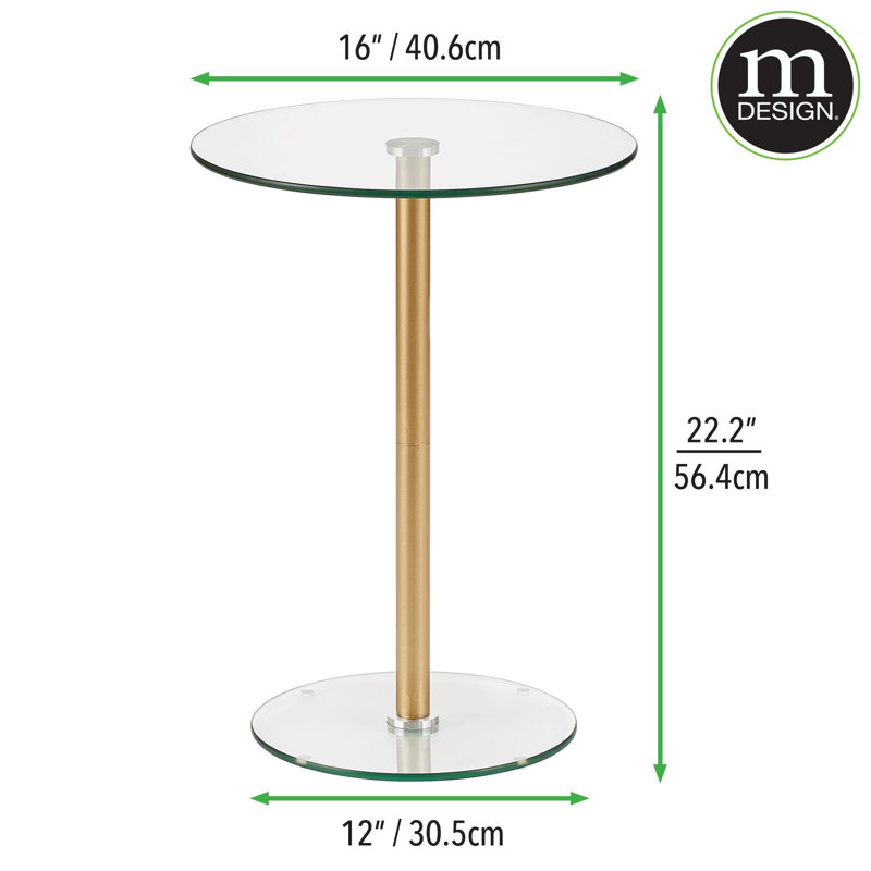 Clear Glass Top Round Metal Accent Side Table