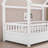 Twin Size Floor Wooden Bed With House Roof Frame, Fence Guardrails,White-1493820009-1493819990