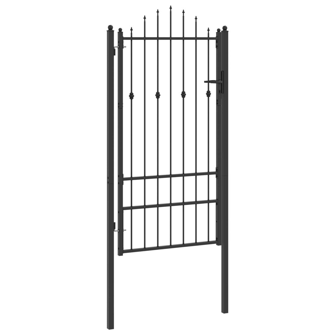 Vidaxl Fence Gate HORST Black Metal Outdoor Barrier Security Perimeter Modern