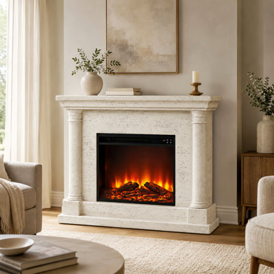 44.5"W Freestand Electric Fireplace With Remote Control