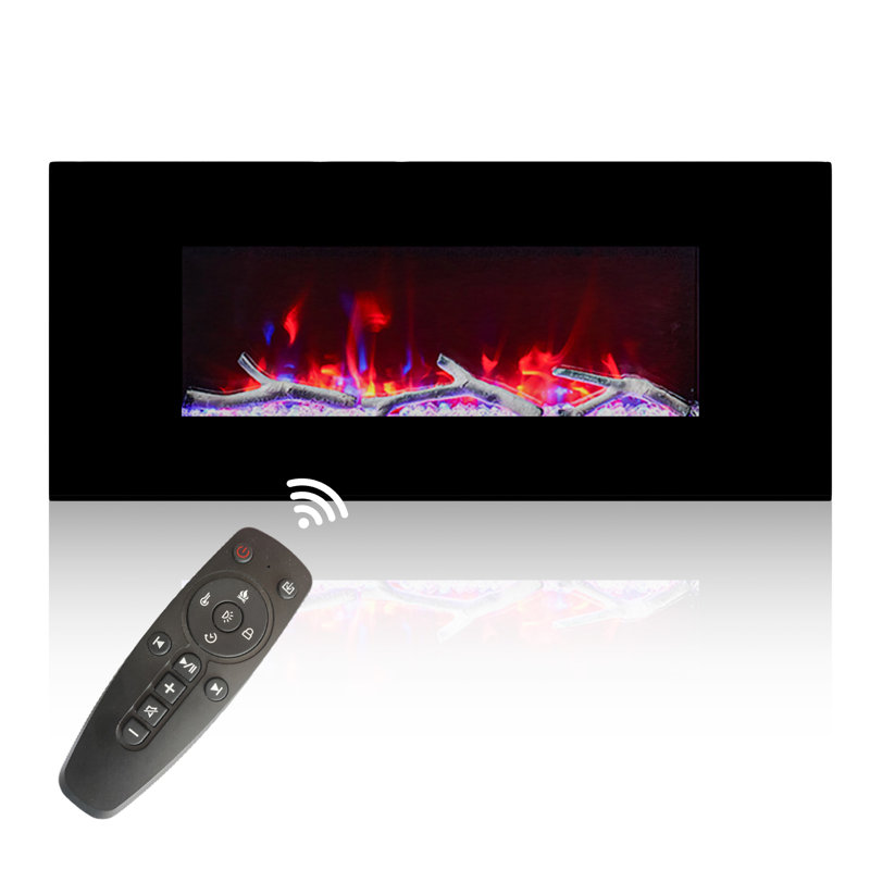 Wall-Mounted Electric Fireplace, 17.72" H x 42" W x 5.4" D