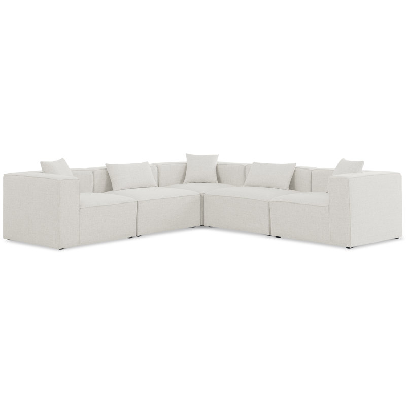 Canapé modulaire réversible de 108 po de largeur, Tissu crème crème texturé avec accoudoirs