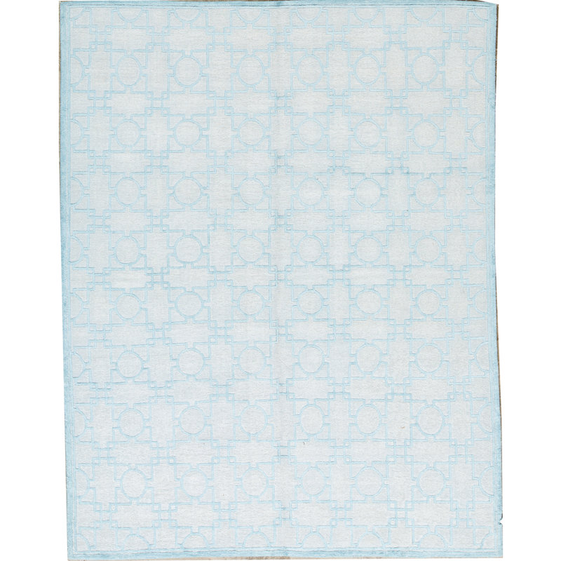 Tapis bleu clair noué à la main de haute qualité