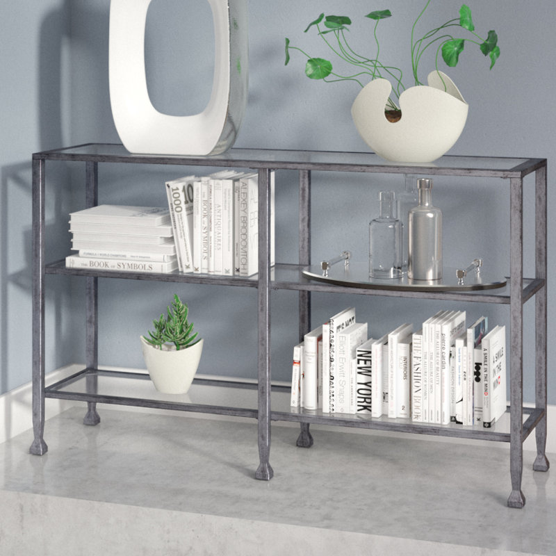 Jordyan 48.5'' Glass Top Console Table, Silver