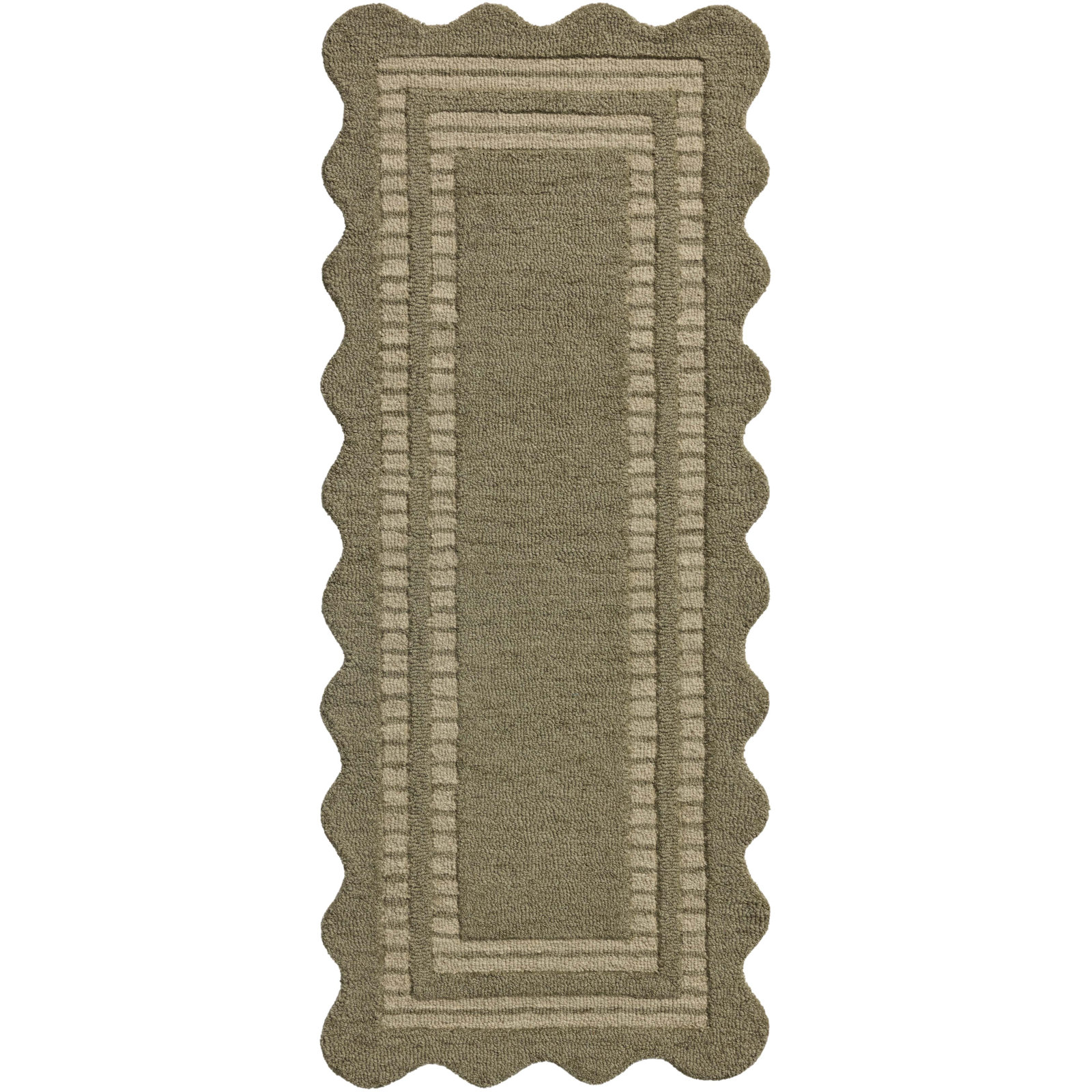 Chris Loves Julia x Loloi Scottie Geometric Rug, Runner 2' x 5', Olive/Pebble